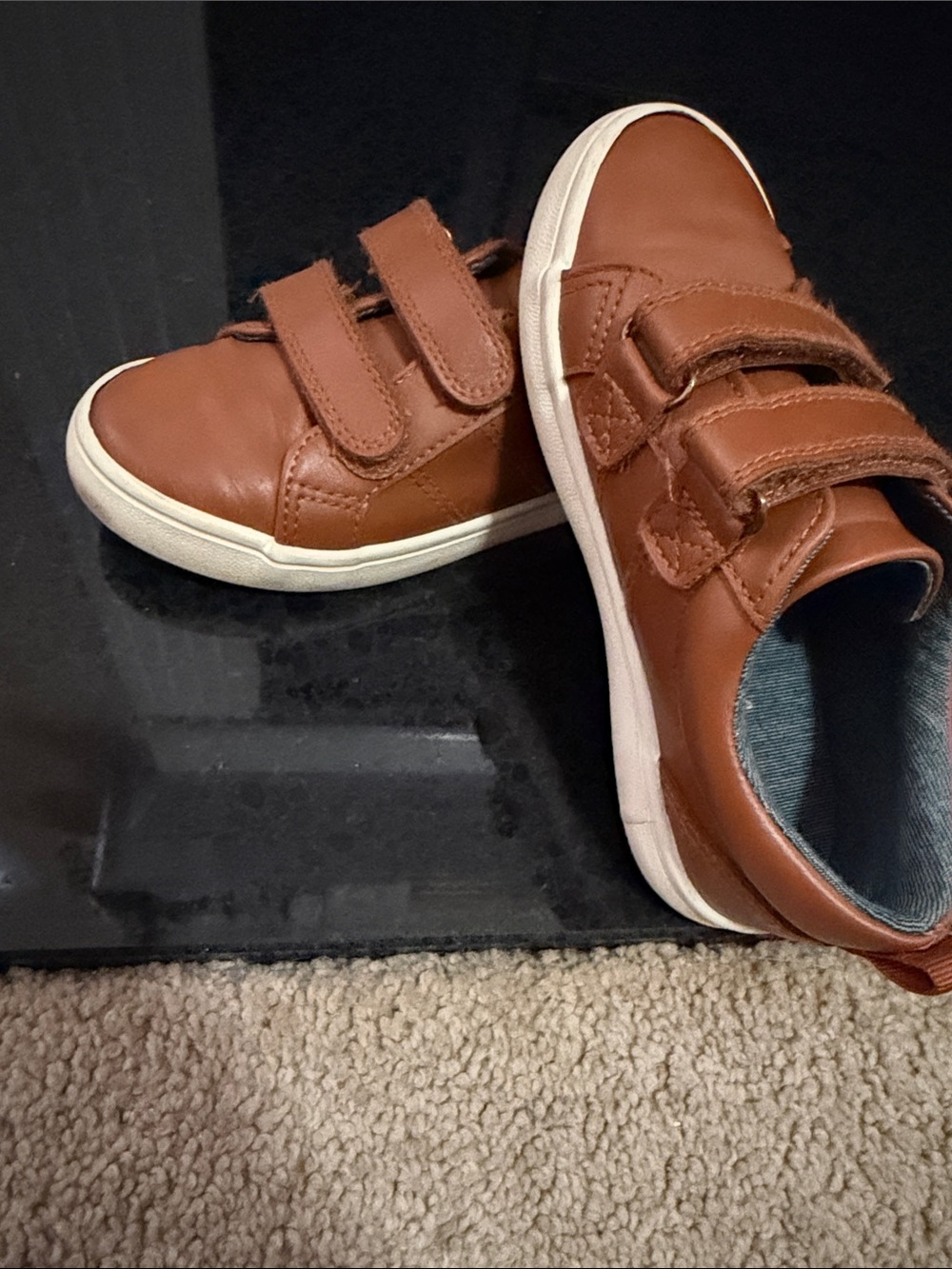 Kids Cat & Jack Tan Leather Double-Strap Sneakers - Picture 2 of 4